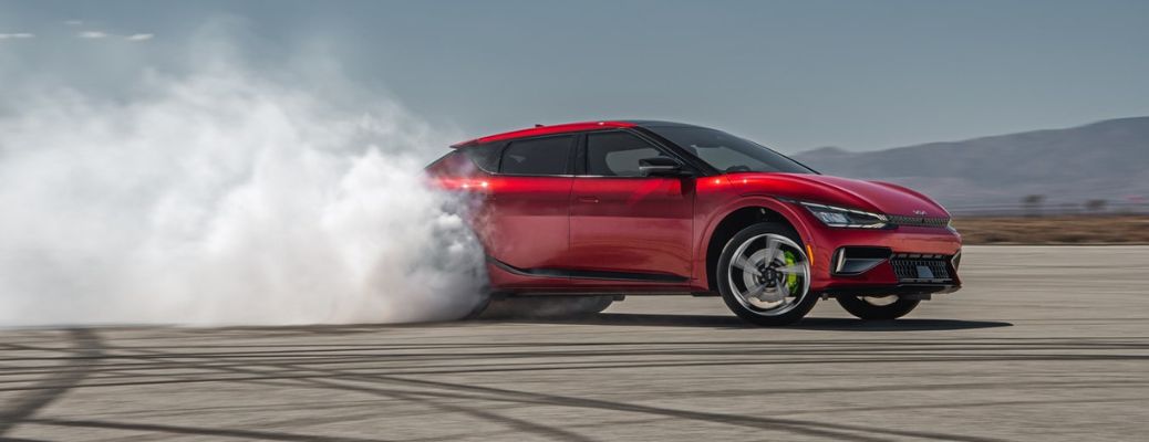 side view of the 2023 Kia EV6 blowing smoke