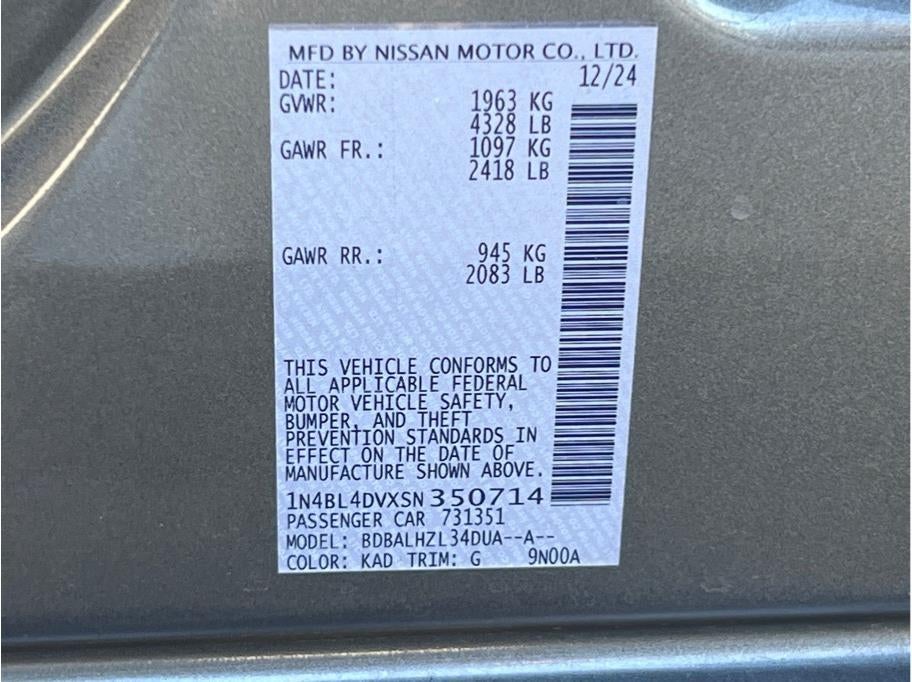 2025 Nissan Altima 2.5 SV Sedan 4D